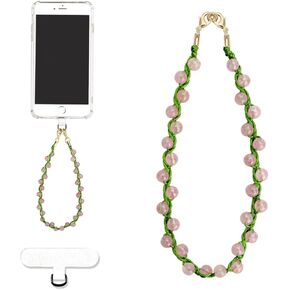 Marble Beaded Phone Wrist Strap, Cellphone Lanyard with Tether Tab, Hands-Free Wristlet Bracelet