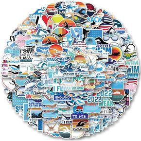 150Pcs Swimming Stickers PEGTMVE Swimmer Stickers for Waterproof Vinyl Cute Stickers for Water Bottles, Laptop, DIY Decoration,Scrapbook, Skateboard, Phone