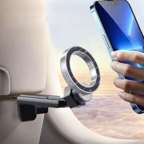 for Magsafe Airplane Phone Holder,Portable Travel Essentials,Magnetic Travel Plane Phone Holder Mount with 3M Metal Ring for iPhone 16 Pro Max 15 & All Phones