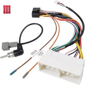 Android Radio Wire Harness with Antenna Adapter Butt Connector Replacement for Hyundai Accent Elantra Santa Sonata Tucson Kia K2 K3 K4 Aftermarket Car Stereo Wiring Harness Kit