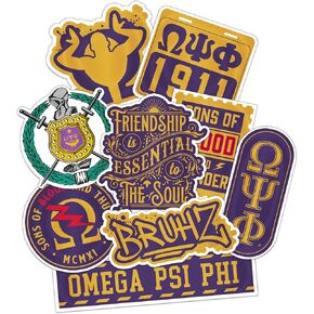أوميغا psi phi paraphernalia - البائع الرسمي - ملصقات شارات - 10 شارات مقاومة للماء PVC للبهلوان والكمبيوتر المحمول