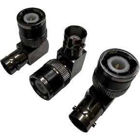 TW-BNCP-BNCJ (3-Pack) BNC Male to BNC Female Right Angle Adapter - 90 Degree Coaxial Connector for CCTV, Video, RF Devices