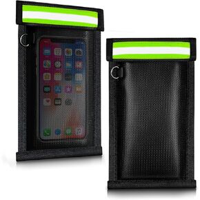 Faraday Bag for Phones and Car Keys 2 Pack, Signal Blocking Pouch, Anti-Theft Faraday Cage, Fireproof & Waterproof Cell Phone Signal Blocking Bag, Anti-Tracking Go Dark Faraday Bag
