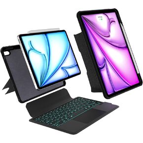 حالة لوحة المفاتيح متوافقة مع iPad Air 13 بوصة (M2) 2024 و 12.9 6th (2022) و 12.9 5th (2021) و 4