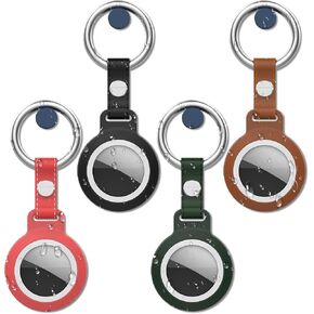 [4 Pack] AirTag Keychain Holder Case,Waterproof Shockproof Lightweight Anti-Scratch Full-Body Air Tag Holder Protective Cover for AirTag Work with Keychain Luggage,Key,Dog Collar
