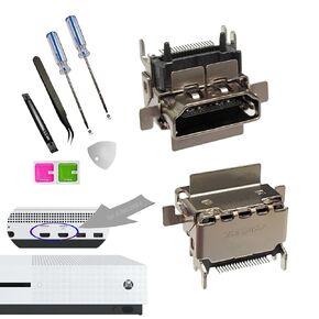 (2pcs HDMI Pack) for X.BOX One s HDMI Replacement Parts,HDMI Display Port Jack Socket Connector Replacement Parts forXbox One s Conssole [not fit for series s Version,not fit for one x version]