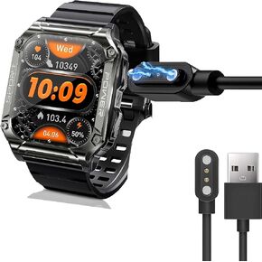 Magnetic USB Charging Cable Replacement Charger Compatible for Compatible for PASONOMI NX6 Military Smart Watch/AceGIFT NX6 Military Smart Watch/OFUSHO NX6 Military Smart Watch/INEYES NX6 1.95 Military Smart Watch/Docooler NX6/Desong NX6/Bunny Kachu NX6/N