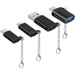 USB C Adapter 4Pack Micro USB to USB C Adapter USB C to USB-A USB C to USB Converter Type c Adapter OTG USB Type C Adapter Portable Key Fob for Huawei Mate Galaxy LG