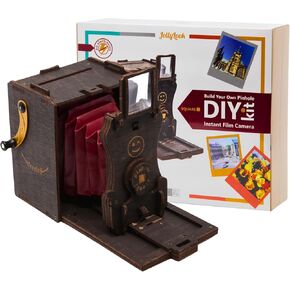 DIY Pinhole Square Instant Film Camera Kit – Wooden Self-Assembly Retro Camera – Fun STEAM Educational Kit – Compatible with Instax Square Film (Not Included) – Vintage-Inspired