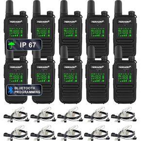 TIDRADIO TD-M11 Walkie Talkies Long Range Waterproof IP67 Bluetooth Programmable, FRS Two Way Radio with LED Display,Lightweight Walkie Talkies for Team Work,Business Industry, Security (10 Packs)