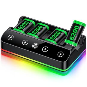 Rechargeable Xbox Controller Battery, 4x6200mWh Xbox Battery Pack for Xbox One/Xbox Series X|S, Xbox One Battery Kit with fast Charging Charger Station for Xbox One Elite Controller Xbox 360›Consoles