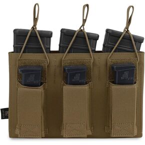 KRYDEX Triple/Double/Single Open-Top Mag Pouch for 5.56 .223 Magazine with 1911 HK45 Glock 9mm Pistol Mag Pouch