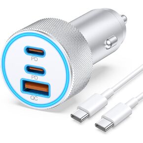 67W USB C Fast Car Charger for iPhone 16/16 Plus/16 Pro/16 Pro/15/15 Pro Max, Samsung S25/S24/S23 Ultra, 3-Port PD/QC Multiport USB C Car Adapter Accessories for Men Women with 3FT Type C to C Cable
