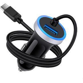 Type C Car Charger Fast Charging Scaring Wighter Adapter لـ Samsung Galaxy S24 S23 S22 S21 Ultra 5G S20 Fe Note 20 ، A13 A15 A15 A53 A54 ، Moto G stylus G 5G 2024 ، Pixel 8 7 7a 7a 6a & 3ft USB Cable Cable