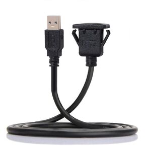 cablecc 1m Waterproof Single USB 2.0 Extension Latch Mount Car AUX Cable for Dashboard Panel