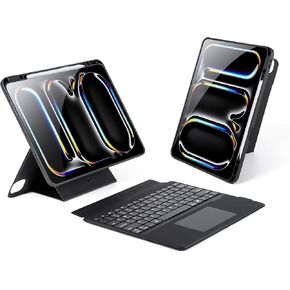 DUX DUCIS Tablet Keyboard Case, iPad Tablet Case with Keyboard, Multi-Touch Trackpad and Pencil Holder, 7 Color Backlit Wireless Detachable Magnetic Folio Cover (Black-iPad Pro 13 (2024))