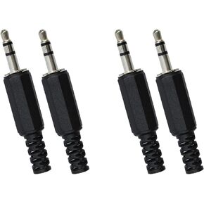 4PCS 3 Pole 3.5mm Replacement Repair Plug Jack, 3.5mm Male Plug Audio Cable Connector, 1/8" Stereo Headphone Jack Male Plug Repair Replacement Solder Adapter, Black