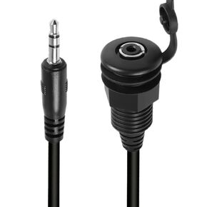 Seadream 3.5mm TRS Stereo Panel Mount Adapter Cable 3.5mm TRS Threaded Fixed Waterproof Cable 1/8 Male to Female Embedded Mount Stereo Adapter 3.5mm Male to Female Mount Cable 30CM
