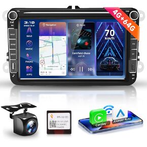 4G+64G Car Radio Stereo with Wireless CarPlay Android Auto,8 Inch IPS Touch Screen Android 13 GPS WiFi Bluetooth DSP Audio Android 13 Head Unit for VW Passat Jetta Tiguan Golf MK5 MK6 T5 Polo