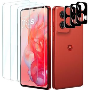 [3+3 Pack for Motorola Moto G Stylus 5G 2024 Screen Protector Tempered Glass with Camera Lens Protector, Protection Film 9H Hardness, Scratch Resistant, Case Friendly