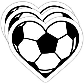 (3PCS) Soccer Heart Sticker Soccer Stickers Decals, Sport Stickers for Soccer Players, Soccer Fan, Soccer Team– Waterproof Vinyl Decal for Books Laptop Phones Tumblers Water Bottles, Size 3 x 3 Inch