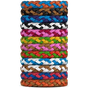 11 Pack Mosquito Repellent Bracelets, DEET-Free, Individually Wrapped PU Leather Insect & Bug Repellent Wrist Bands for Kids & Adults