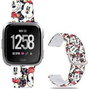 Mouse Theme Bands Compatible with Fitbit Versa 2/Versa/Versa Lite/Versa SEBand Fancy Soft Sport Silicone Cartoon Holiday Strap Men Women