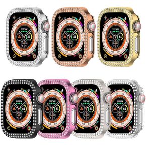 7 Pack Bling Case Compatible for Apple Watch Series 10 46mm 42mm Diamond Glitter PC Bumper Face Protective Cover Women Crystal Shining Rhinestone Cases Smartwatch Accessories (46mm)