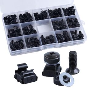 50 Pack M6 x 16 mm Rack Mount Cage Nuts, Screws and Washers, Rack Mount Screw and Square Insert Nut, Server Rack Screws and Cage Nuts for Rack Mount Server Cabinet, Server Shelves, Enclosure