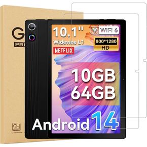 2 Pack Glass Screen Protector for Freeski Dynamic Halo 10.1 Inch, Android 14 Tablet - Tempered Glass Film/High Definition/9H Hardness/Scratch Resistant