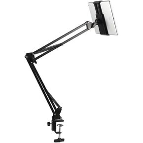 Heavy Duty Phone/Tablet Metal Holder Universal Mobile Cell Smartphone Mount Lazy Bracket 360° Rotation Gooseneck Clamp Stand Flexible Long Arm for 4-11 Inch Devices (Black, Short)