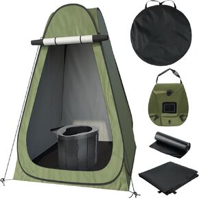 Portable Camping Toilet and Pop Up Privacy Shower Tent Kit, Portable Outdoor Camping Bathroom Toilet Tent Changing Dressing Room with Carry Bag