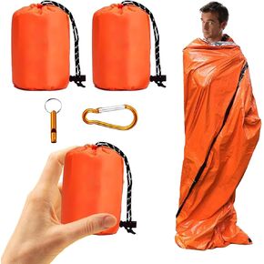 Emergency Sleeping Bag 2 Pack Lightweight Survival Bivy Sack Portable Emergency Blanket for Camping, Hiking, Outdoor Activities