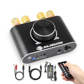 X15H Audio Amplifier 2.0 Channel 20W+20W Bluetooth Amp with Remote Control Function,Supports Bluetooth/USB/AUX Input, Include 12V/5A DC Power Adapter