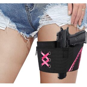 Conceal Carry Ankle Holster Gun Thigh Holster Leg for Women Sexy Hi'd'den Under Dress/Shorts Adjustable Ladies Pistol Holster Tactical for Weapons 380 Revolver Bag,Pink