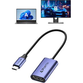 Portta USB C to HDMI Adapter 4K, Type C to HDMI Adapter, USB-C to HDMI Converter, [Thunderbolt 3/4] to HDMI Adapter Compatible with Laptop MacBook Pro/Air, Laptop, Purple