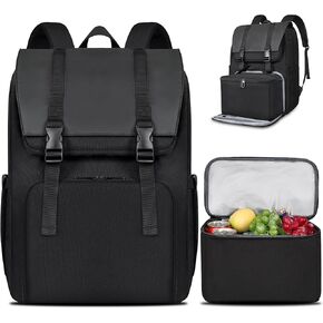BERTASCHE Lunch Backpack, Laptop Backpack 15.6 inch w/Insulated Cooler Lunch box for Men Women, Vintage Work Backpack for College Business Commuter Travel