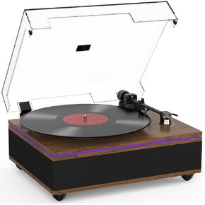 Vinyl Record Player with Built-in Stereo Speakers Bluetooth Belt-Drive Turntable High Fidelity Turntables for Vinyl Records with Magnetic Cartridge AT-3600L 2 Speed Turntable with LED Light