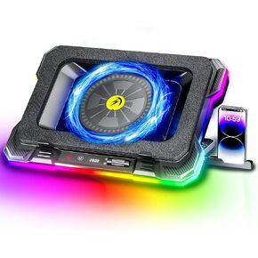 AICHESON Gaming Turbofan Laptop Cooling Pad with 10°C-35°C Temperature Drop, Full Sealed Foam Stand for 14-19 inch Laptops