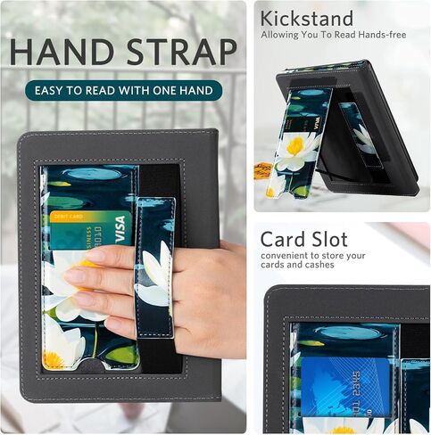 CoBak Case with Stand for Kindle Paperwhite 12th Gen 2024 Released (7") & Kindle Colorsoft Signature Edition - Durable PU Leather Cover with Auto Sleep Wake, Card Slot, Hand Strap Feature in Saudi Arabia