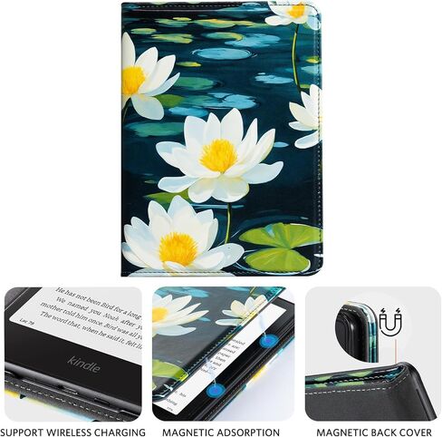 CoBak Case with Stand for Kindle Paperwhite 12th Gen 2024 Released (7") & Kindle Colorsoft Signature Edition - Durable PU Leather Cover with Auto Sleep Wake, Card Slot, Hand Strap Feature in Saudi Arabia
