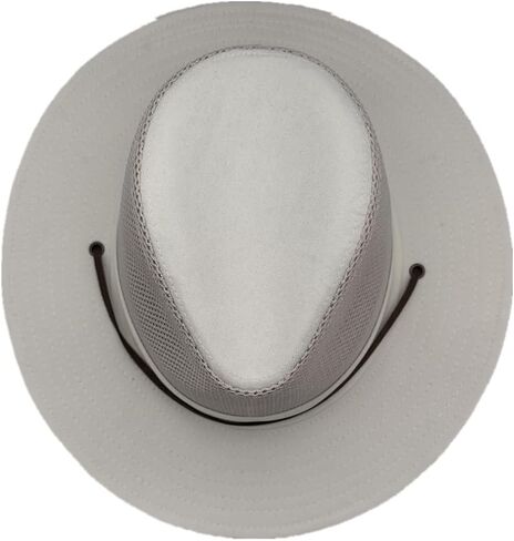 Men's Flat Wide Brim Mesh Safari Outdoor Hat Panama Hat Travel Fishing Hiking with Windproof in Kuwait