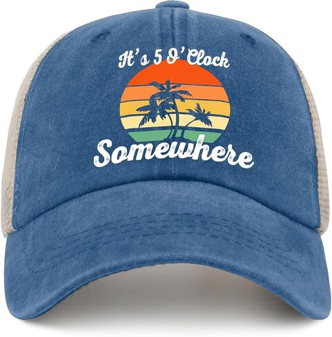 Jimmy Hat It's 5 O'Clock Somewhere Hat Trucker Hat Men Vintage Mesh Cap for Summer in Saudi Arabia