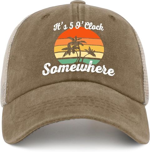 Jimmy Hat It's 5 O'Clock Somewhere Hat Trucker Hat Men Vintage Mesh Cap for Summer in Saudi Arabia