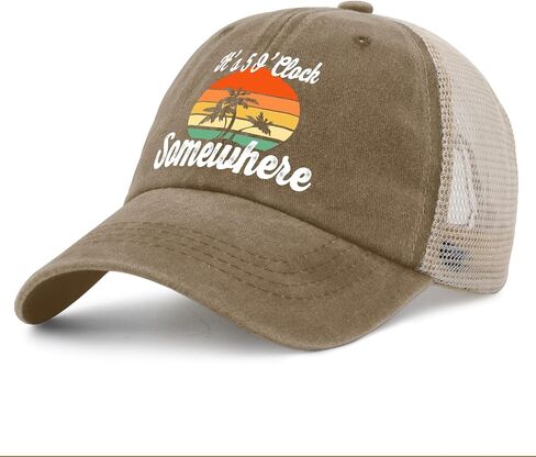 Jimmy Hat It's 5 O'Clock Somewhere Hat Trucker Hat Men Vintage Mesh Cap for Summer in Saudi Arabia