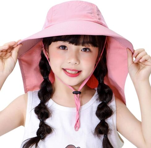 Muryobao Kids Girls Boy Summer Sun Hat UV Protection UPF50+ HATS MESH MESH DIVER CAP لصيد الأسماك الشاطئ مع رفرف الرقبة in Kuwait