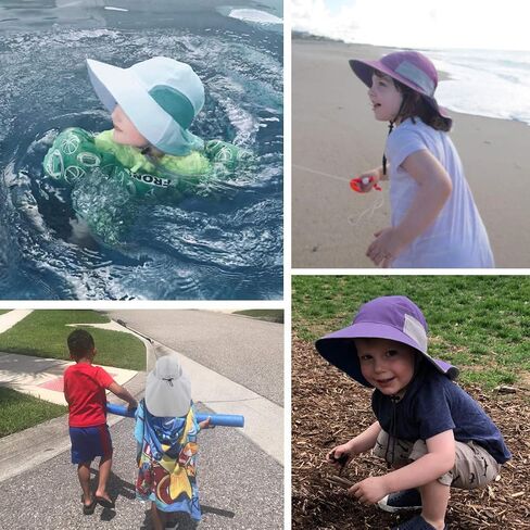 Muryobao Kids Girls Boy Summer Sun Hat UV Protection UPF50+ HATS MESH MESH DIVER CAP لصيد الأسماك الشاطئ مع رفرف الرقبة in Kuwait