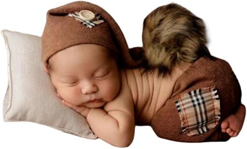 Zeroest Newborn Boy Photography Props Pants Hat Newborn Outfits for Photoshoot Infant Baby Photo Pro Posing 2 PCS in Saudi Arabia