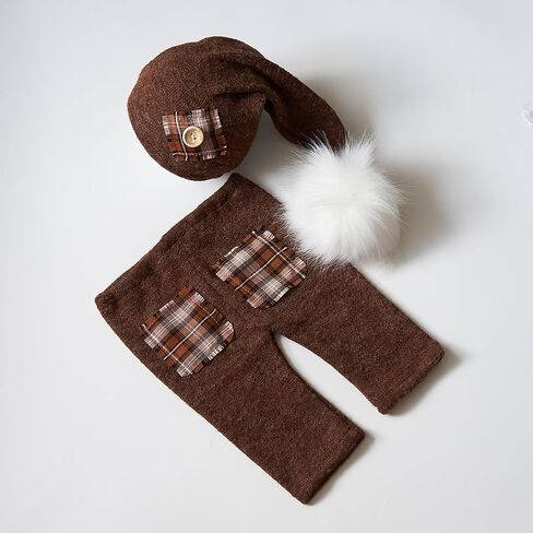 Zeroest Newborn Boy Photography Props Pants Hat Newborn Outfits for Photoshoot Infant Baby Photo Pro Posing 2 PCS in Saudi Arabia