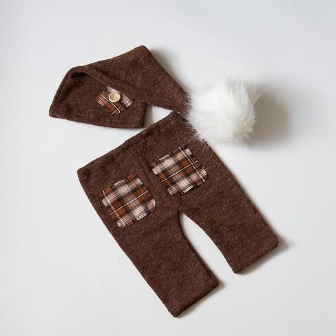 Zeroest Newborn Boy Photography Props Pants Hat Newborn Outfits for Photoshoot Infant Baby Photo Pro Posing 2 PCS in Saudi Arabia